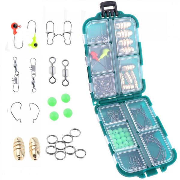 fishing accessories 83pcs/lot kit including lead hooks rolling swivel connector beads with tackle box
fishing accessories 83pcs/lot kit including lead hooks rolling swivel connector beads with tackle box