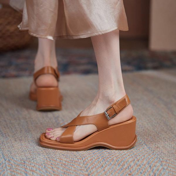 2021 fashion new arrival genuine leather platforms wedges high heel back strap summer wedding casual lady shoes woman, Black
2021 fashion new arrival genuine leather platforms wedges high heel back strap summer wedding casual lady shoes woman, Black