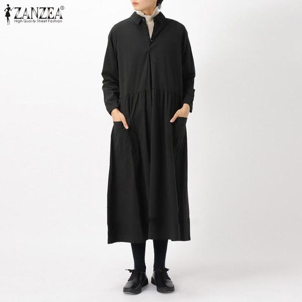 casual dresses plus size elegant solid midi dress women's autumn sundress zanzea 2021 long sleeve vestidos female lapel robe femme 5xl, Black;gray
casual dresses plus size elegant solid midi dress women's autumn sundress zanzea 2021 long sleeve vestidos female lapel robe femme 5xl, Black;gray