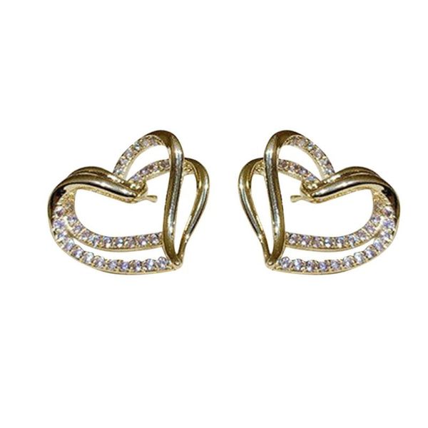 stud female jewelry double zircon love earrings exquisite and small literary temperament simple, Golden;silver
stud female jewelry double zircon love earrings exquisite and small literary temperament simple, Golden;silver