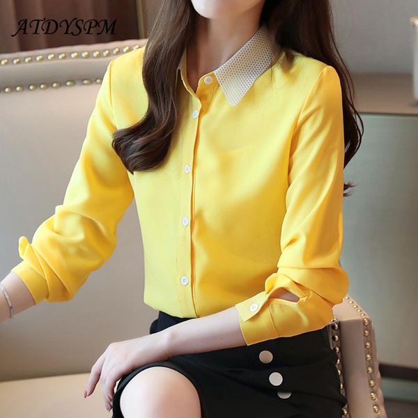 women shirts vintage chiffon blouse female loose long sleeve casual lady simple style office women's blouses, White
women shirts vintage chiffon blouse female loose long sleeve casual lady simple style office women's blouses, White