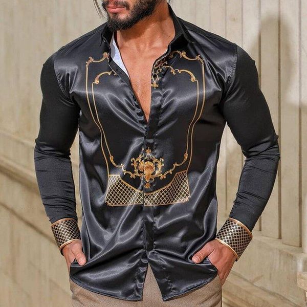 men's casual shirts summer long sleeve style polyester 2021 lapel black fashionable comfortable printed shirt, White;black
men's casual shirts summer long sleeve style polyester 2021 lapel black fashionable comfortable printed shirt, White;black