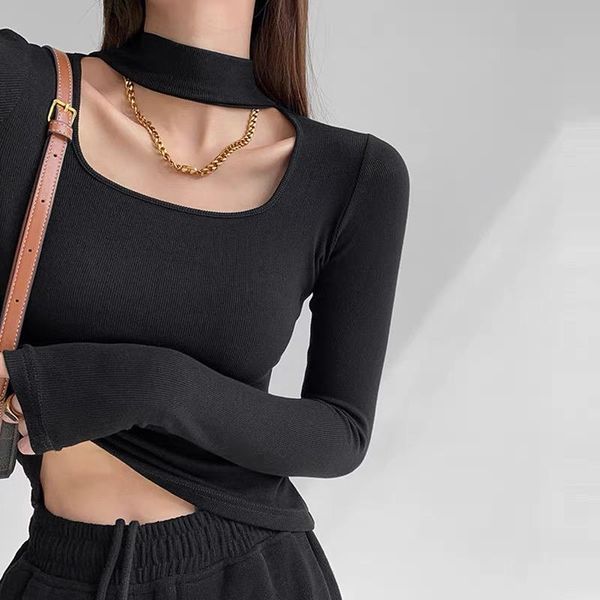 women's t-shirt hanging neck square women autumn and winter hong kong style solid color tight-fitting long-sleeved bottoming shirt, White
women's t-shirt hanging neck square women autumn and winter hong kong style solid color tight-fitting long-sleeved bottoming shirt, White