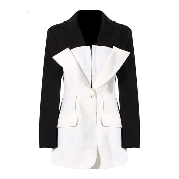 2021 new runway designers women korean fashion pockets white black patchwork blazer femenino for spring autumn coat 58z9
2021 new runway designers women korean fashion pockets white black patchwork blazer femenino for spring autumn coat 58z9
