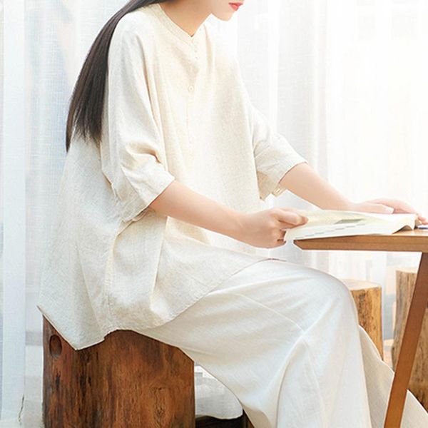 women's blouses & shirts chinese style cotton linen women stand long sleeve 2021 spring button solid color loose, White
women's blouses & shirts chinese style cotton linen women stand long sleeve 2021 spring button solid color loose, White