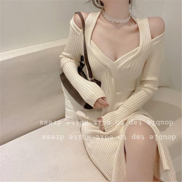 casual dresses 2021 autumn winter v neck slim strapless split mid length knitted sweater cashmere dress woman red apricot gray brown, Black;gray
casual dresses 2021 autumn winter v neck slim strapless split mid length knitted sweater cashmere dress woman red apricot gray brown, Black;gray