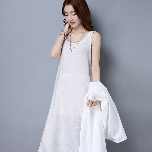 80802 spring white suspender women's sleeveless dress with vest inside and long skirt outside, Gray
80802 spring white suspender women's sleeveless dress with vest inside and long skirt outside, Gray