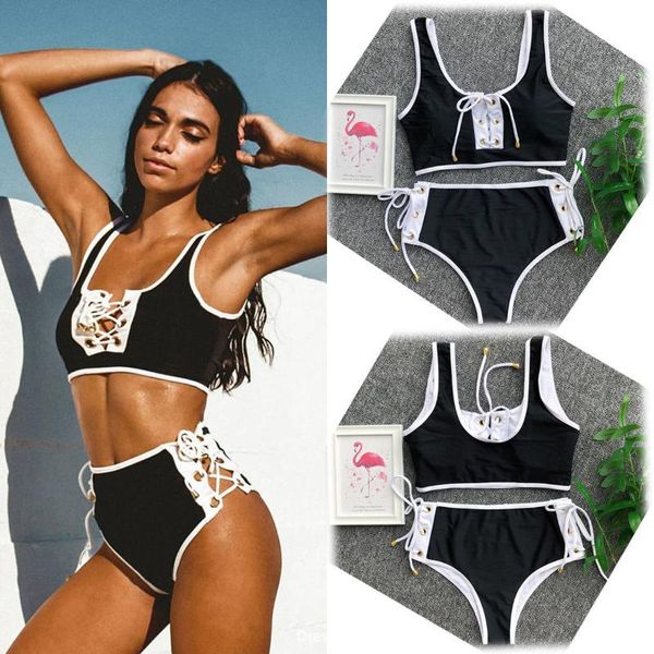 women's swimwear women ladies summer bikini sets solid bandage push up padded bra beachwear bathing suits, White;black
women's swimwear women ladies summer bikini sets solid bandage push up padded bra beachwear bathing suits, White;black