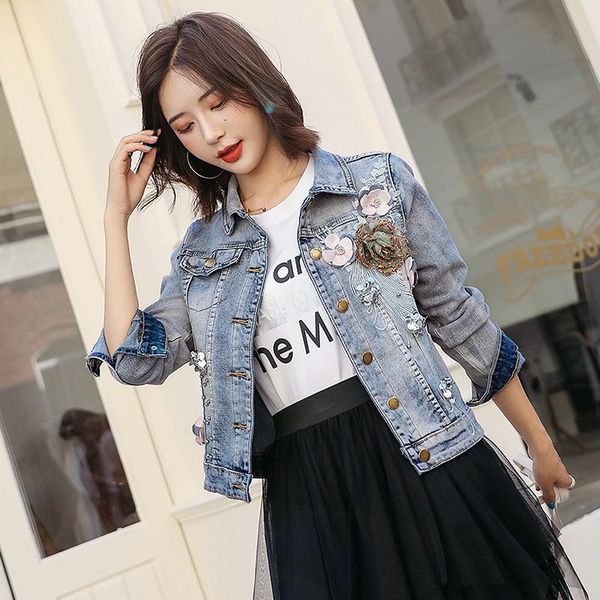 women's jackets fashion autumn korean version of the slim slimming heavy three-dimensional flower beaded short stretch denim jacket, Black;brown
women's jackets fashion autumn korean version of the slim slimming heavy three-dimensional flower beaded short stretch denim jacket, Black;brown