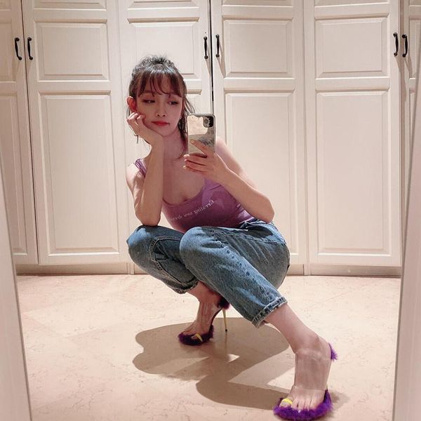 dress shoes 2021 autumn and winter wear fur colorful high-heeled slippers women's wild word with toe, Black
dress shoes 2021 autumn and winter wear fur colorful high-heeled slippers women's wild word with toe, Black