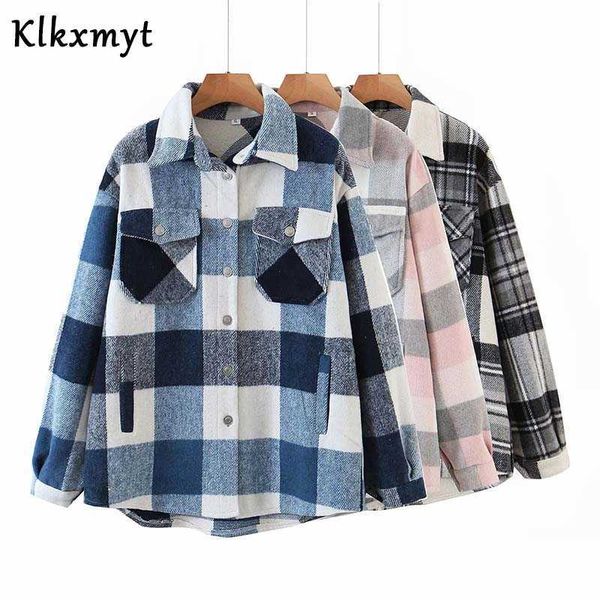 klkxmyt women fashion oversized plaid za jacket coat vintage long sleeve pockets female outerwear chic 210527, Black;brown
klkxmyt women fashion oversized plaid za jacket coat vintage long sleeve pockets female outerwear chic 210527, Black;brown