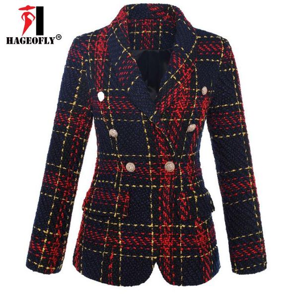 women's suits & blazers hageofly tweed plaid blazer jacket line red weave double-breasted lion women autumn winter quality, White;black
women's suits & blazers hageofly tweed plaid blazer jacket line red weave double-breasted lion women autumn winter quality, White;black