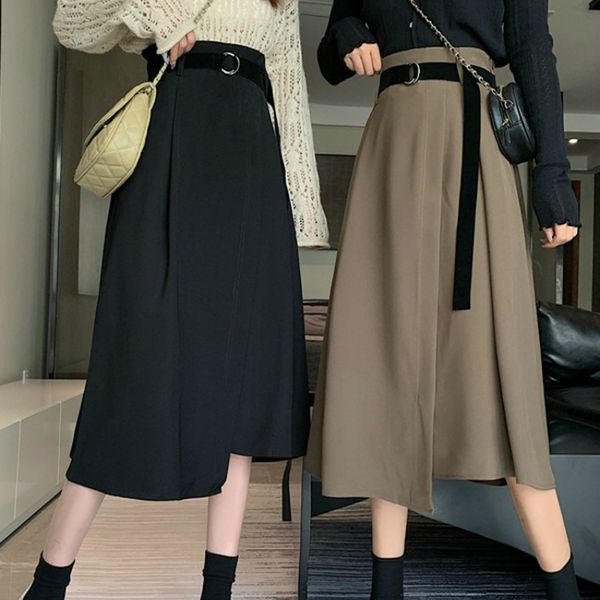 2021 autumn new hong kong style black split women's mid-length high waist a- line slimming hip skirt m9hn
2021 autumn new hong kong style black split women's mid-length high waist a- line slimming hip skirt m9hn