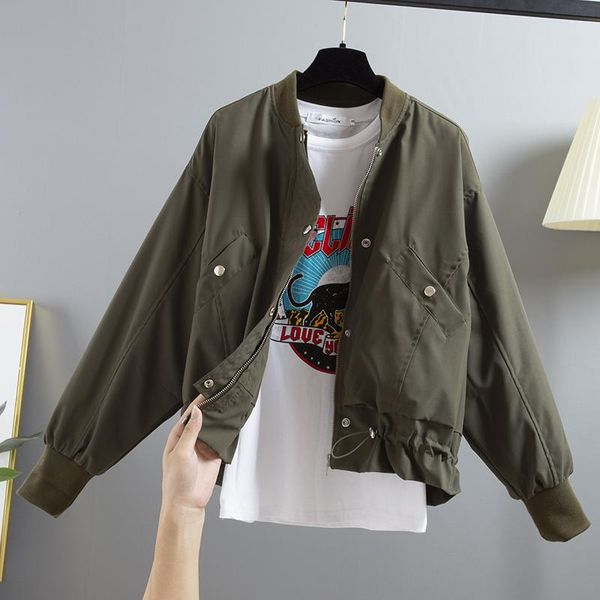 women's jackets spring autumn jacket women korean drawstring long sleeve baseball uniform loose solid windbreaker female harajuku h398, Black;brown
women's jackets spring autumn jacket women korean drawstring long sleeve baseball uniform loose solid windbreaker female harajuku h398, Black;brown