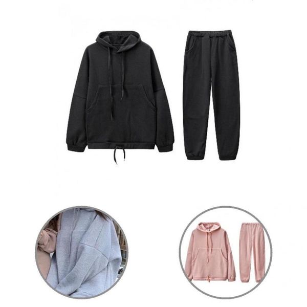 women's two piece pants sweatshirt set thick trendy straight solid color hooded, White
women's two piece pants sweatshirt set thick trendy straight solid color hooded, White
