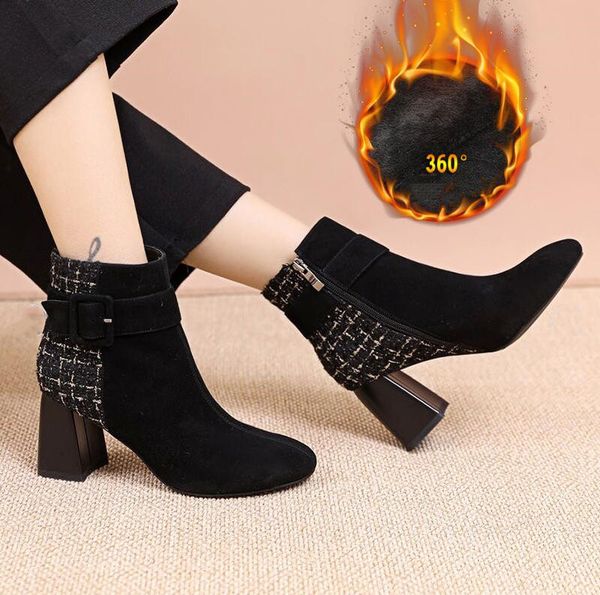 women winter short boots sexycashmere velvet cloth stitching fashion brand british classic designer cool nightclub girl thick high heel mart, Black
women winter short boots sexycashmere velvet cloth stitching fashion brand british classic designer cool nightclub girl thick high heel mart, Black