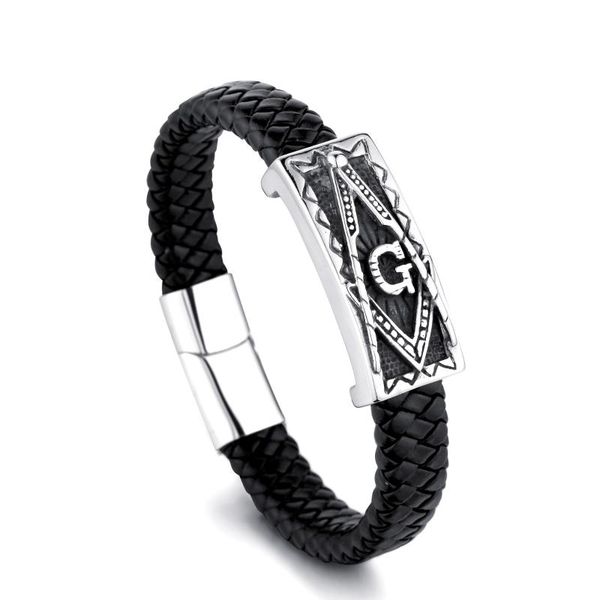 charm bracelets woven leather rope wrapping special style classic stainless steel men's bracelet masonic design customization, Golden;silver
charm bracelets woven leather rope wrapping special style classic stainless steel men's bracelet masonic design customization, Golden;silver