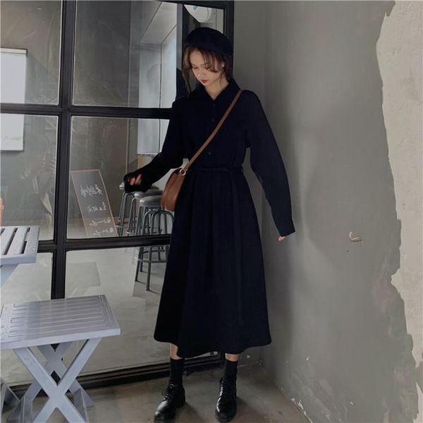 casual dresses spring autumn vintage fall sleeve black vestidos turn-down collar fashion brand women's clothing long, Black;gray
casual dresses spring autumn vintage fall sleeve black vestidos turn-down collar fashion brand women's clothing long, Black;gray