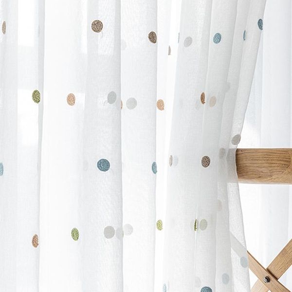 colorful dots embroidered white tulle curtain for kids bedroom living room modern linen sheer voile window screen panel zh035h
colorful dots embroidered white tulle curtain for kids bedroom living room modern linen sheer voile window screen panel zh035h