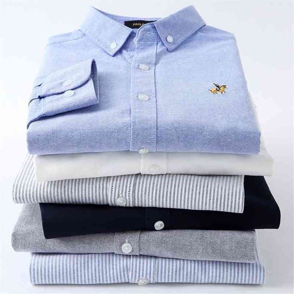 casual pure cotton oxford striped shirts for men long sleeve embroidery design regular fit fashion stylish 210705, White;black
casual pure cotton oxford striped shirts for men long sleeve embroidery design regular fit fashion stylish 210705, White;black