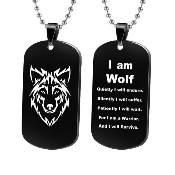 jewelry stainless steel wolf head wolf men's pendant necklace double-sided lettering military dog necklace, Silver
jewelry stainless steel wolf head wolf men's pendant necklace double-sided lettering military dog necklace, Silver