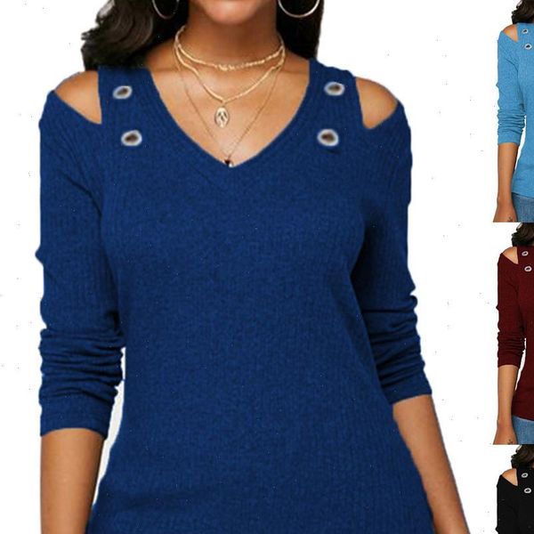 2021 new fashion casual shirt women solid color v neck long sleeve shoulder holes plus size blouse autumn winter, White;black
2021 new fashion casual shirt women solid color v neck long sleeve shoulder holes plus size blouse autumn winter, White;black