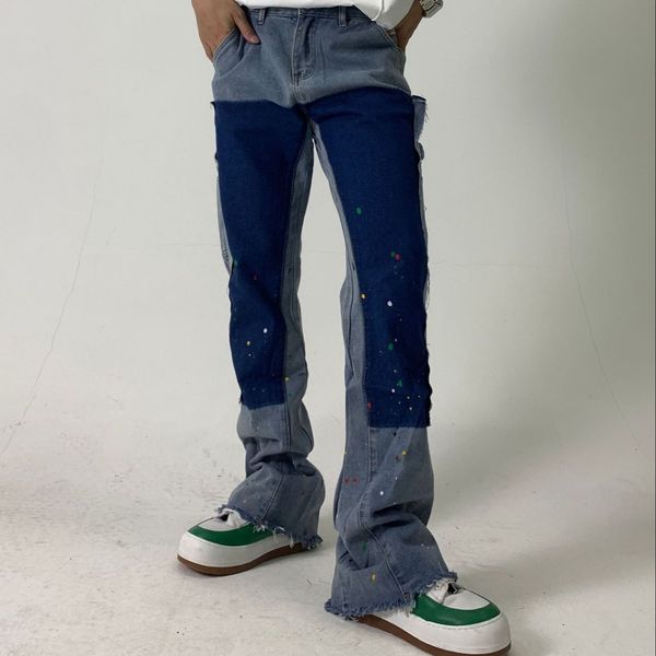 women's jeans high street distressed design men micro flared pants women baggy hip hop color contrast splicing navel cloth oza6, Blue
women's jeans high street distressed design men micro flared pants women baggy hip hop color contrast splicing navel cloth oza6, Blue