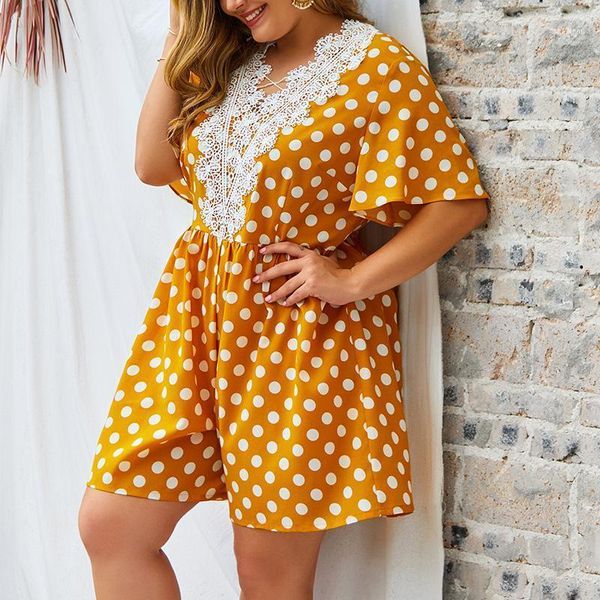 spring and summer lace v-neck casual jumpsuit female european american polka dot simple loose large size female1, Black;white
spring and summer lace v-neck casual jumpsuit female european american polka dot simple loose large size female1, Black;white