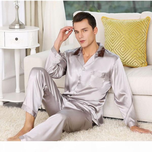 2019 mens silk satin pajama set luxury long sleeve nightwear suit print pajamas home service mens clothes big size, Black;brown
2019 mens silk satin pajama set luxury long sleeve nightwear suit print pajamas home service mens clothes big size, Black;brown