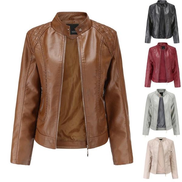 women's jackets women leather jacket 2021 fashion autumn winter black faux zipper basic coat stand collar biker streetwear femme d1, Black;brown
women's jackets women leather jacket 2021 fashion autumn winter black faux zipper basic coat stand collar biker streetwear femme d1, Black;brown