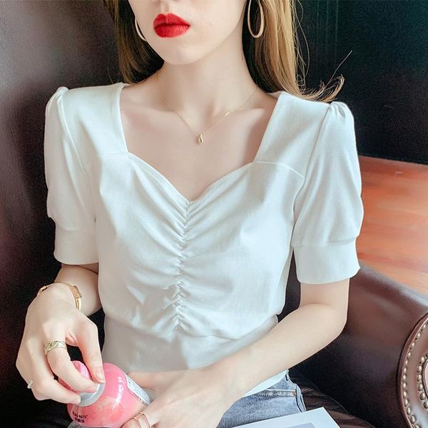 women's t-shirt short-sleeved women 2021 high-neck uv collar temperament short summer clothing, White
women's t-shirt short-sleeved women 2021 high-neck uv collar temperament short summer clothing, White