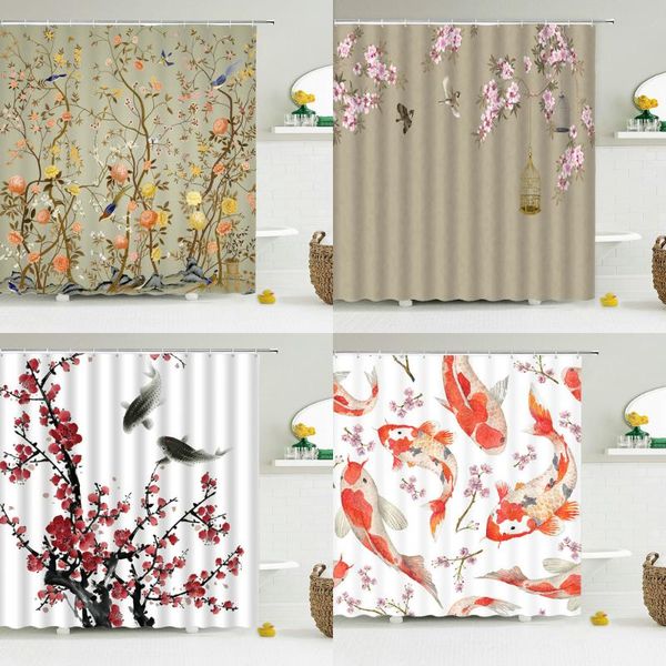 shower curtains chinese style flower bird waterproof bathroom curtain 3d printed fabric with hooks decoration
shower curtains chinese style flower bird waterproof bathroom curtain 3d printed fabric with hooks decoration