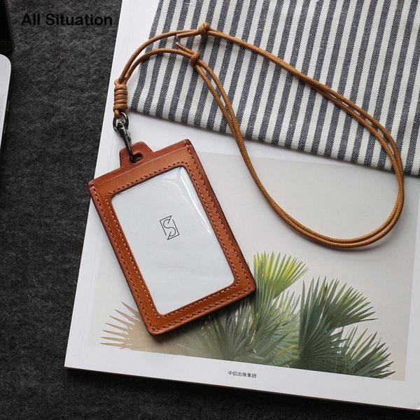 card holders luxury id badge set first layer cow leather luggage tag identity lanyard retractable neck strap for teacher, Brown;gray
card holders luxury id badge set first layer cow leather luggage tag identity lanyard retractable neck strap for teacher, Brown;gray