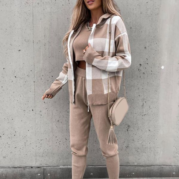 women's two piece pants fashion women casual knited 3 suit tank+plaid hooded sweatshirt+pencil sets ladies elegant long sleeve sports o, White
women's two piece pants fashion women casual knited 3 suit tank+plaid hooded sweatshirt+pencil sets ladies elegant long sleeve sports o, White