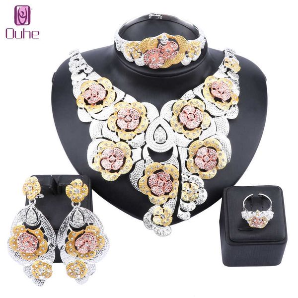 dubai bridal jewelry sets flower crystal statement necklace earring bangle fashion charm african wedding nigeria jewelry set h1022, Silver
dubai bridal jewelry sets flower crystal statement necklace earring bangle fashion charm african wedding nigeria jewelry set h1022, Silver