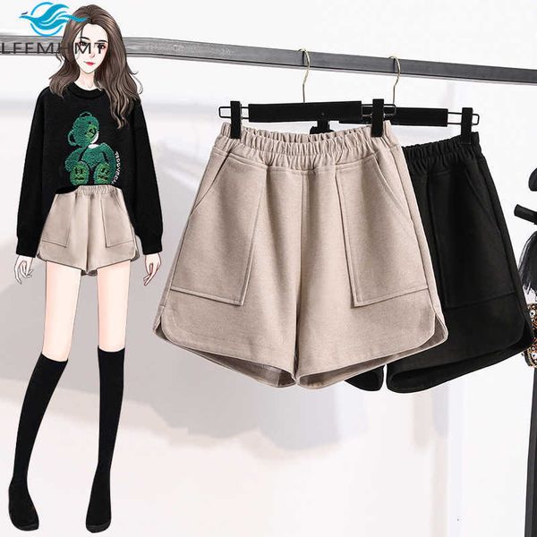women's shorts female winter fall fashion large pocket worsted woolen wide leg elastic waist solid color korean casual wear 41q9, White;black
women's shorts female winter fall fashion large pocket worsted woolen wide leg elastic waist solid color korean casual wear 41q9, White;black