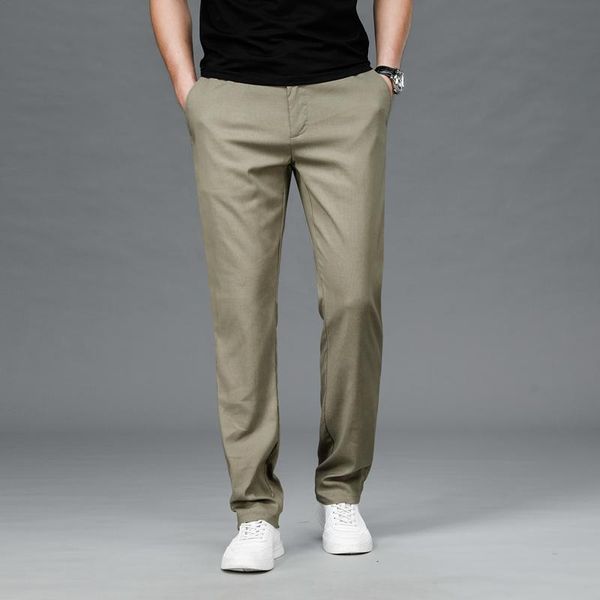 men's pants 2021 spring and summer classic high-quality lyocell linen lightweight business casual straight trousers, Black
men's pants 2021 spring and summer classic high-quality lyocell linen lightweight business casual straight trousers, Black