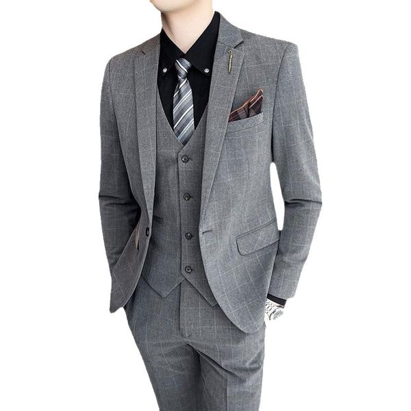 men's suits & blazers 2021 spring and autumn plaid business casual professional western fitted dresses 3-piece set, White;black
men's suits & blazers 2021 spring and autumn plaid business casual professional western fitted dresses 3-piece set, White;black