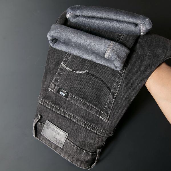 2021 winter new men's warm thick dark grey slim stretch cotton fleece denim male brand trousers ddlt, Blue
2021 winter new men's warm thick dark grey slim stretch cotton fleece denim male brand trousers ddlt, Blue