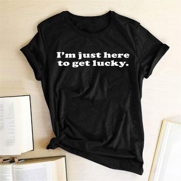 i' just here to get lucky letter printed t shirt women short sleeve o neck fashion loose leisure streetwear female t-shirt, White
i' just here to get lucky letter printed t shirt women short sleeve o neck fashion loose leisure streetwear female t-shirt, White