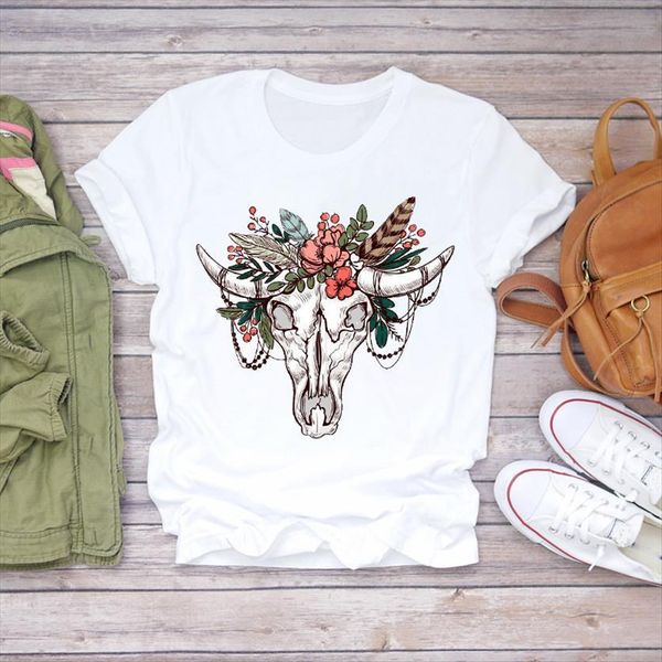 flower tumblr skull heifer cow women t shirt vintage floral print ladies graphic female tee, White
flower tumblr skull heifer cow women t shirt vintage floral print ladies graphic female tee, White