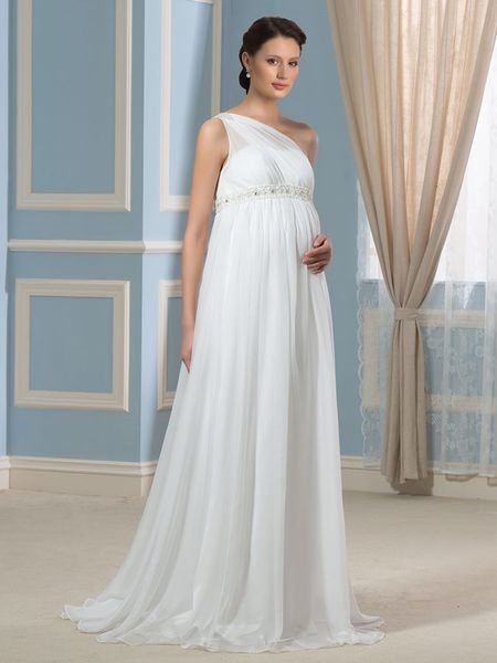 new elegant 2021 one shoulder chiffon maternity wedding for pregnant empiresimple beads sash grecian bridal gowns robe de mariee tgze, White
new elegant 2021 one shoulder chiffon maternity wedding for pregnant empiresimple beads sash grecian bridal gowns robe de mariee tgze, White