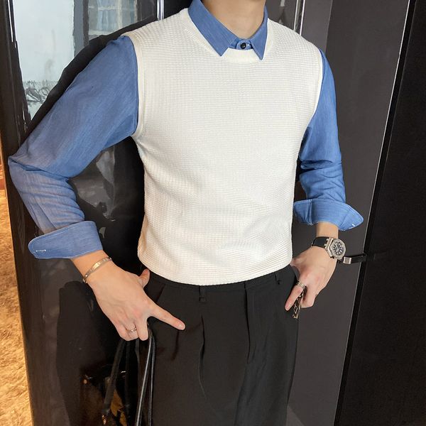 Alta New Qualidade Coreano Fake-2pieces Quente Camisola Roupas Masculinas Moda Emendado Design Pullovers Casuais Puxar Homm CFV5, White;black
Alta New Qualidade Coreano Fake-2pieces Quente Camisola Roupas Masculinas Moda Emendado Design Pullovers Casuais Puxar Homm CFV5, White;black
