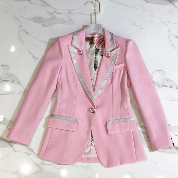 high street new 2021 winter designer stylish pink rose button printing inside blazers jacket wholesale, White;black
high street new 2021 winter designer stylish pink rose button printing inside blazers jacket wholesale, White;black