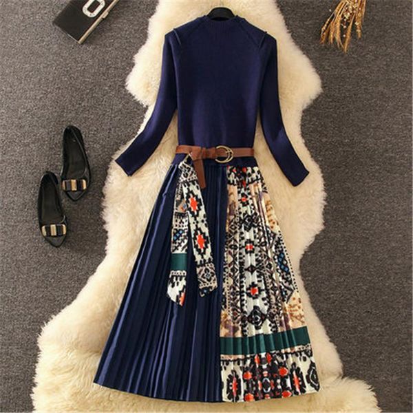 casual dresses designer women winter dress long sleeve fashion knitting patchwork sweater vintage print midi pleated, Black;gray
casual dresses designer women winter dress long sleeve fashion knitting patchwork sweater vintage print midi pleated, Black;gray