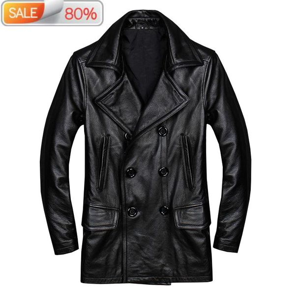 men's leather & faux double-breasted genuine jacket men plus size windbreaker korean veste cuir homme b21931, Black
men's leather & faux double-breasted genuine jacket men plus size windbreaker korean veste cuir homme b21931, Black