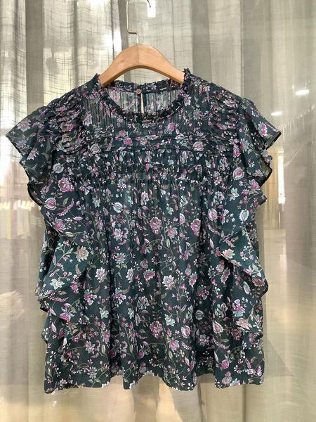women's blouses & shirts 2021 summer short sleeve blouse ruffles 100% cotton floral print vintage o-neck ladies shirt top, White
women's blouses & shirts 2021 summer short sleeve blouse ruffles 100% cotton floral print vintage o-neck ladies shirt top, White