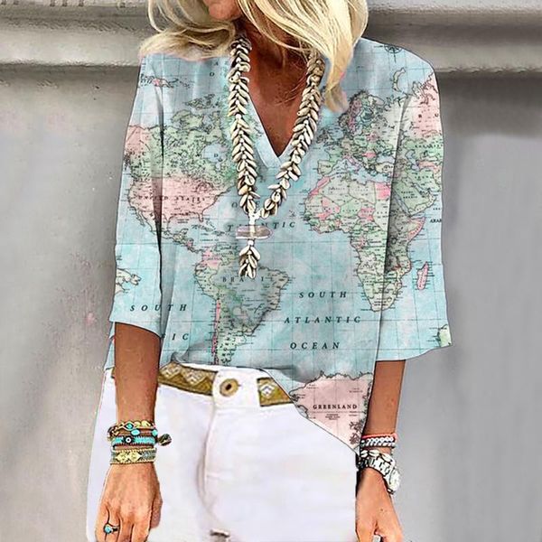 women's blouses & shirts v-neck printed long sleeve shirt buttons casual autunm t-shirt ladies tunic female women blusas pull, White
women's blouses & shirts v-neck printed long sleeve shirt buttons casual autunm t-shirt ladies tunic female women blusas pull, White