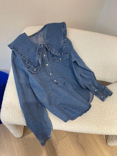 women's blouses & shirts 2021 women fashion long sleeve denim shirt 0721, White
women's blouses & shirts 2021 women fashion long sleeve denim shirt 0721, White