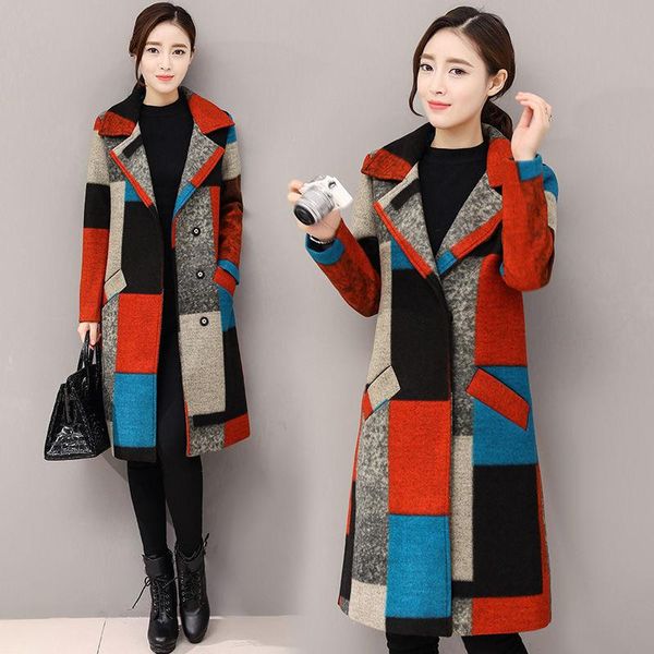 women's wool & blends junsrm good quality korean color plaid long sleeve mid-length woolen coat women, Black
women's wool & blends junsrm good quality korean color plaid long sleeve mid-length woolen coat women, Black